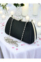 Special Design Black Color Satin Silver Crystal Stone Women's Evening Dress Bag with Handle - 6
