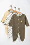Baby Boy 100% Cotton 3-6-9 Months Safari Patterned Footed Newborn Outfit 3-6-9 Months - 2