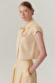 Light Yellow Cotton Crop Shirt with Embroidery Detail - 2