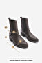 Women's Elastic Side Strap Heeled Casual Boots Tunles Brown - 8