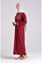 Embroidered Şile Cloth Dress 6000-05 Claret Red - 2