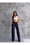 Women's Navy Blue High Waist Pleated Buttoned Lycra Stretchy Comfortable Fit Palazzo Trousers - 2