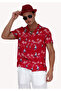 Red Blue White Sailor Sailing Printed Hawaiian Oversize Relaxed Fit Short Sleeve Loose Shirt - 5