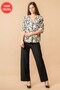 Lupinn Black White Leaf Pattern V-Neck Stylish Women's Blouse Daily Office Combination - 2