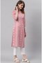 Premium cotton office / casual kurti - Beige kurti / kurta for women with white ethnic prints - 3