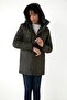 Women's Khaki Fleece Inside Water and Windproof Hooded Winter Coat Coat Parka - 2