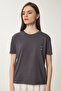 Teddy Bear Embroidered Cotton Knitted T-Shirt Anthracite Lcr0029 - 4