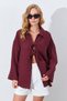 Muslin Natural Cotton Tie-Up Kimono Shirt |   Burgundy Mks161023-01