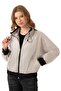 Women's Stone Stand Collar Waterproof and Windproof Oversize Crop Seasonal Raincoat Windbreaker