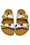 Women's Vegan Leather White Slippers - Monochrome Cats Design - 2