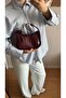 Burgundy Oval Baguette Bag Cherry Red Valentine's Day Gift
