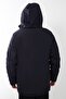 Men's Navy Blue Fleece Inside Furry Water and Windproof Hooded Winter Coat & Coat & Parka - 4