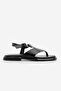 Women's Genuine Leather Flip Flops Daily Sandals Vomin Black - 3