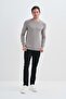 24Kceeo03603 Gray Men's Crew Neck Half-Zip Sweater with Elastic at Neck and Cuffs - 3