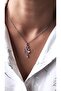Half Crescent Figured Zircon Color Stone Steel Necklace - 2