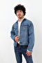 Men's Buttoned Regular Fit Jean Jacket Blue - 6
