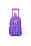 Kids Lavender Pink Heart Patterned Illuminated Wheeled Three Compartment Squeegee Backpack 23359 - 2