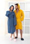 Hooded 4 Layer Muslin Bathrobe Unisex-Dark Blue Color - 6