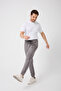New Season Soft Textured Diagonal Fabric Cuffed Leg Men's Sports Sweatpants, Smoke - 6