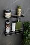 Economical Chrome Adhesive Bathroom Organizer with Crystal Shelf Double Wire Shampoo Holder Shower Shelf - 3