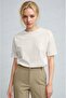 Women's Ecru White Breathable Crew Neck Regular Fit Regular Cut Unprinted Basic T-Shirt