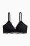 Padded soft microfibre and lace bra