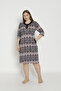 Women's Plus Size Cotton Modal Fabric Dress / Navy - Dusty Rose 5929 - 4