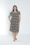Women's Large Size Cotton Modal Fabric Patterned Zipper Dress 7819 - 6