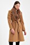 Women's Coffee Collar Furry Stamp Coat - 4