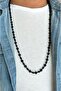 Genuine Onyx (BLACK AGATE) Natural Stone 70-80 Cm Long Unisex Necklace - 2