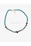 White Heart Summer Women's Necklace with Blue Beads