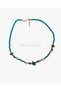 White Heart Summer Women's Necklace with Blue Beads - 4