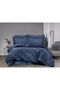 طقم غطاء لحاف من الجاكار المزدوج - طقم غطاء لحاف من القطن الساتان المزخرف بأوراق الشجر -Aura Indigo - 2