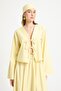 Yellow Striped Poplin Fabric Front Tie Blouse 29276