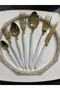 Yakut Gold White 18 Pieces 6 Person Spoon Fork Knife (Dining Group)