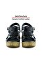 Xena Black Genuine Calfskin Cork Sole Look Wedge Heeled Gladiator Sandals - 6