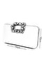 WOMEN'S SATIN SILVER EVENING DRESS WITH STONE BUCKLE CLUTCH PORTFOLIO HAND WEDDING ENGAGEMENT EVENING BAG - 6