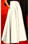 White Pocketed High Waist Pleated Satin Skirt - 2