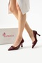 New Season Burgundy Patent Leather Women's Heeled Shoes Stiletto - 3