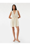 V Neck Sleeveless A-Line Mini Crochet Detail Viscose Dress