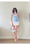 Women's Shoulder Bow Blue Blouse