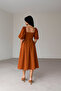 Tile Crepe Fabric Balloon Sleeve Pleated Square Neck Midi Length Dress - 2