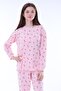 Minimal Flower Detailed Blue Girls' Pajama Set - 3