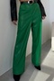 Women's High Waist Pocket Palazzo Faux Leather Green Trousers200061 - 8