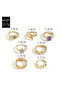 Yner 7 Piece Gold Snake Star Detailed Ring Set - 6