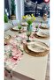 Roza Stain-Resistant Floral Patterned Pink Ecru Runner (Napkins Not Included)