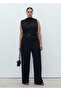 Long Jumpsuit with Draped Neckline and Belt - 8