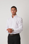 White Men's Linen Texture Shirt – 100% Cotton, Long Sleeve, Regular Fit, Stand Collar - 5