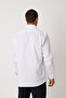 White Men's Linen Texture Shirt – 100% Cotton, Long Sleeve, Regular Fit, Stand Collar - 4