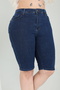 High Waist Women's Lycra Plus Size Denim Shorts - 4